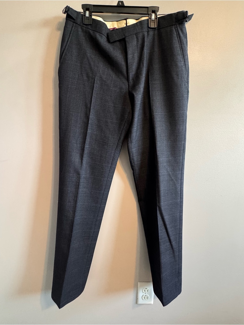 Charles Tyrwhitt Men’s 32R Gray 100% Wool Slim Fit Dress Pants Trousers